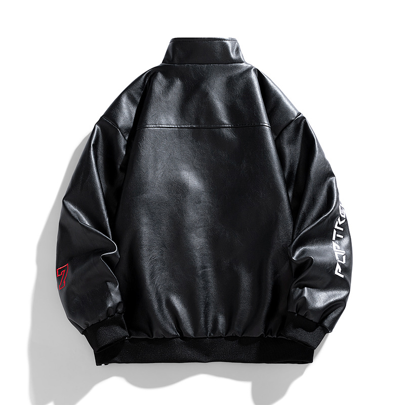 Chaqueta de cuero PU para hombres, nuevo otoño, chaqueta de cuello vertical, chaqueta de motocicleta de manga larga, chaqueta de nicho, chaqueta de color