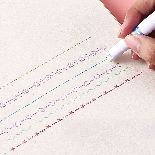Floral Outline Pen Handmade Scrapbook Edge Pen Famous Fluorescent Handmade Diary Pen Floral Shape Outline Pen Wave Line Pen