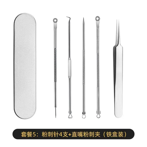 4 acne needles + straight mouth acne clip