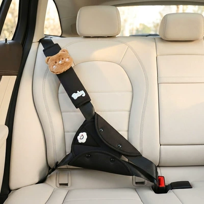 Pad, Children's Anti-Neck Strangulation Protective: Seat belt shoulder pad - adjuster-bear-shoulder-pads-black