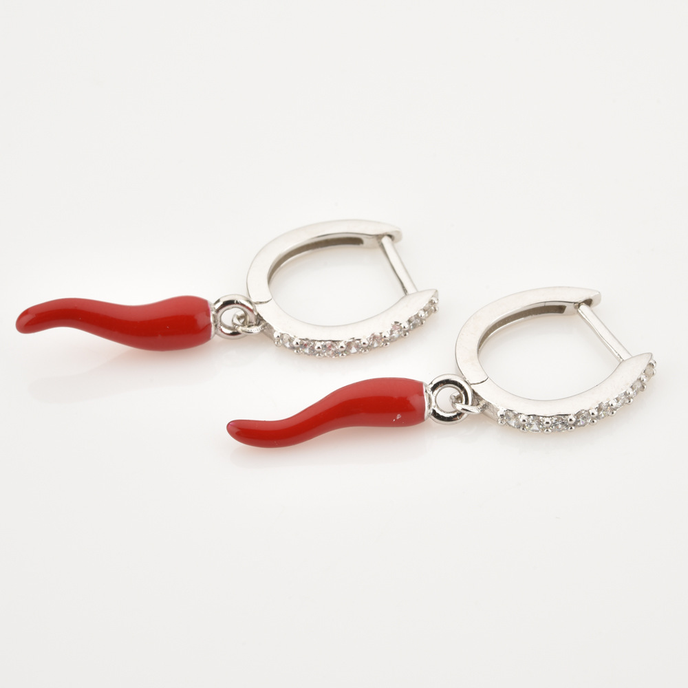 Unisex Gender IG Style Style 1 Pair 18K Gold Plated 925 Sterling Silver Zircon 925 Sterling Silver Earrings Chili Drop Earrings