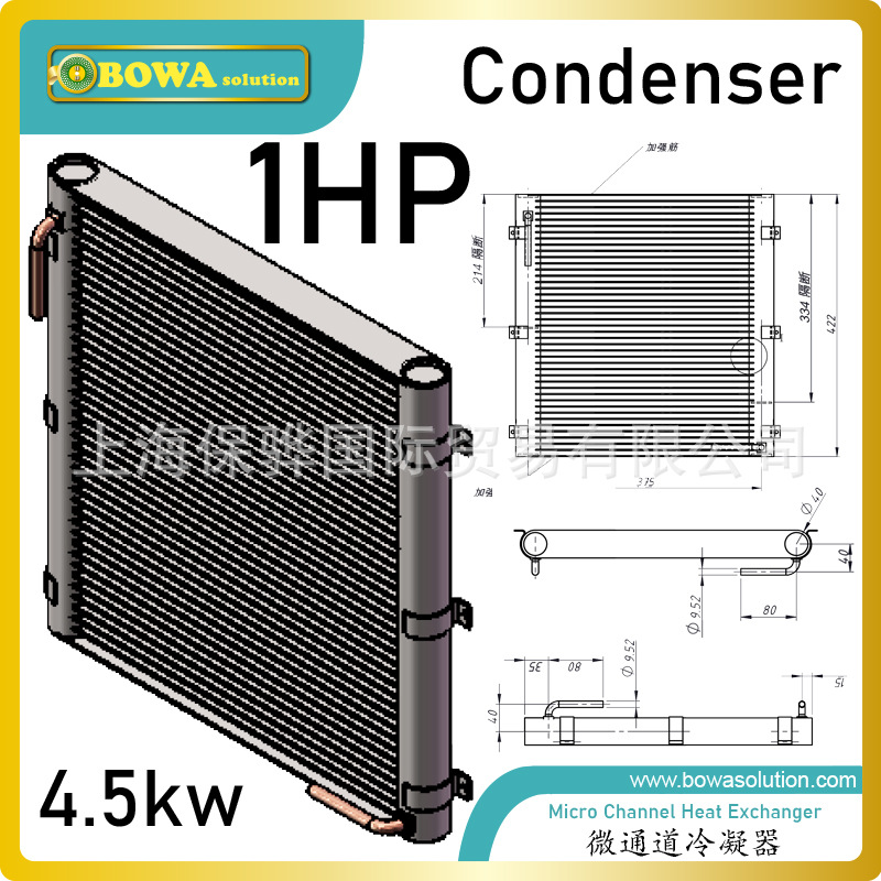 1HP微通道冷凝器使得各类冷冻冷藏电器小型化和轻量化成为可能