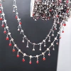 Red + white zircon drop chain