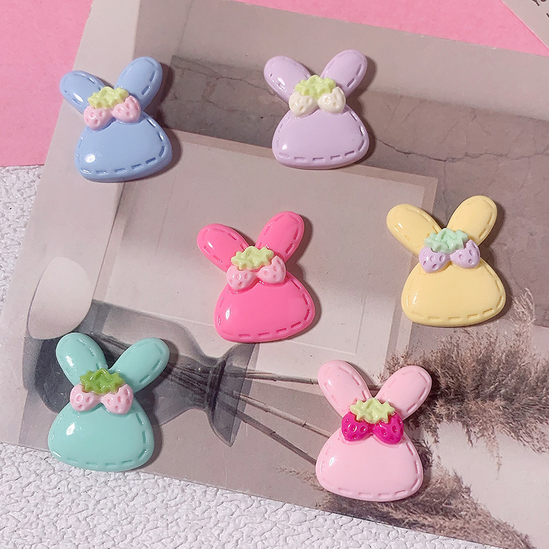 Nuevo color caramelo lindo conejo DIY accesorios de resina crema pegamento para el cabello accesorios para el cabello agujero abrazadera de zapatos agujero material hecho a mano