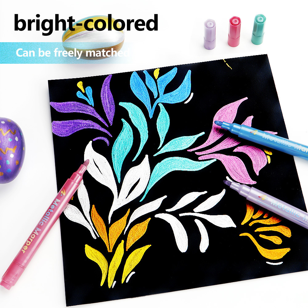 Cabeza metálica dura conjunto de bolígrafo multicolor para el bolígrafo envase inglés tarjeta negra DIY álbum de fotos bolígrafo de graffiti