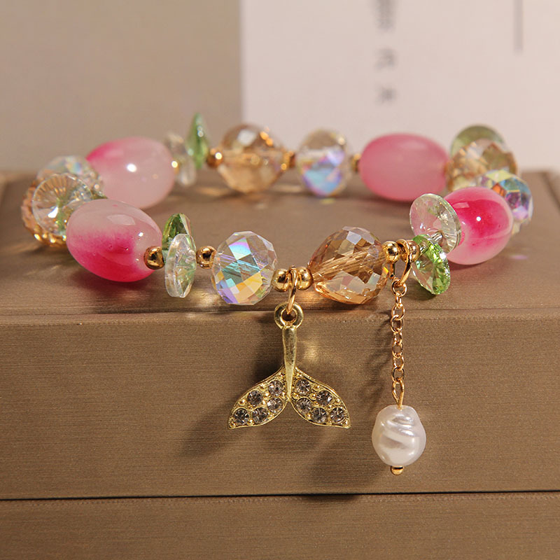 Estilo coreano lindo fishtail pulsera para niños simple de las mujeres Mori niña pulsera de cristal Internet celebridad novias pulsera de Estudiante
