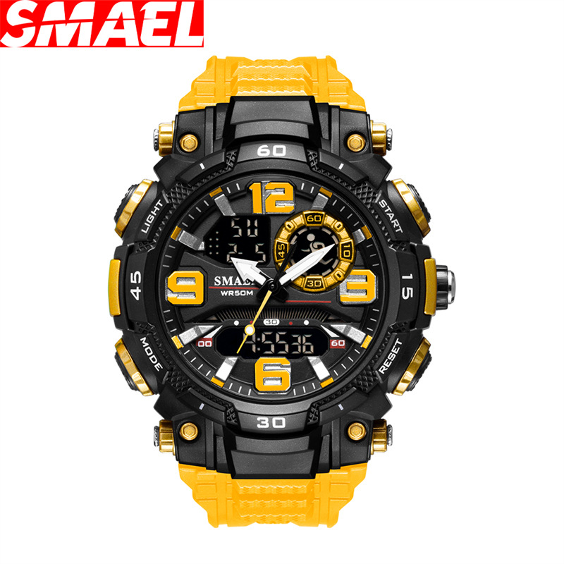SMAEL Smale 1921 reloj deportivo de doble movimiento para hombres reloj de estudiante de alarma luminosa de sincronización multifunción