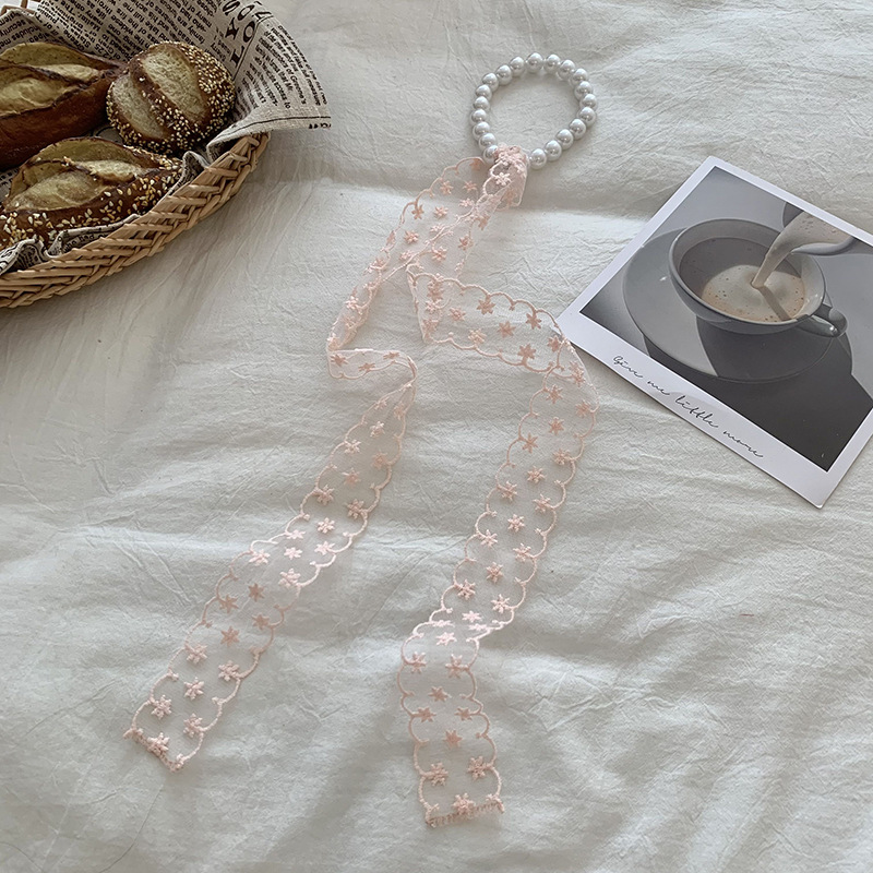 Bufandas de encaje femeninas coreanas de primavera y otoño universal moda bufandas de cuello cuello collar de perlas cuello de cabello