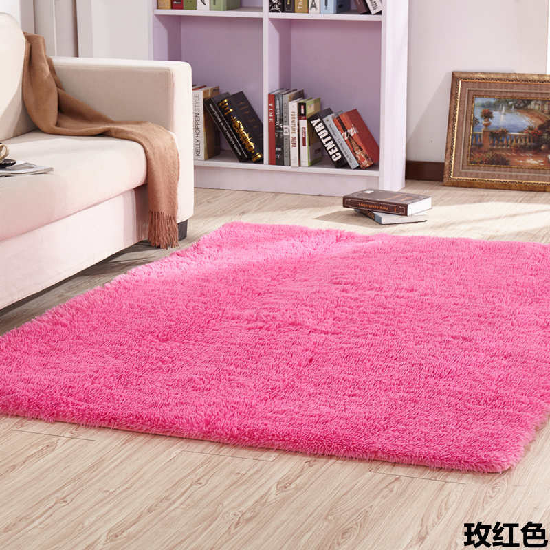 Color sólido lavable seda alfombra de cabello alfombra sala de estar mesa de té dormitorio alfombra de yoga alfombra de pies doméstica al por mayor gruesa