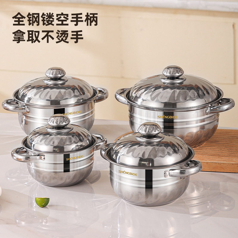 Cross-border supply stainless steel soup pot eight-piece pot suit gift kitchen pot household small pot set wholesale Cross-border supply stainless steel soup pot eight-piece pot suit gift kitchen pot household small pot set wholesale