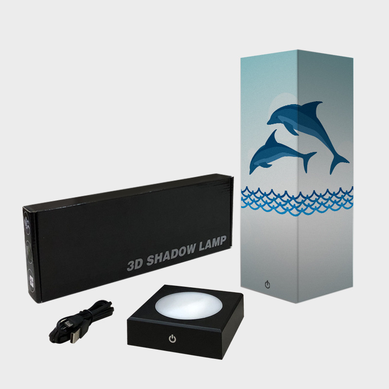 海豚跃出海面影子灯纸灯造型卧室床头灯LED女朋友礼物FS-P1032