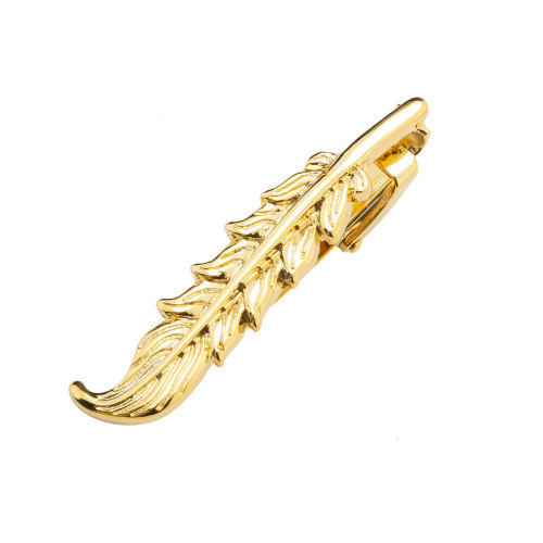 Golden Feather Shaped Metal Tie Clip for Men, Business Casual Tie Clip, Versatile Fashion Korean Style Tie Clip