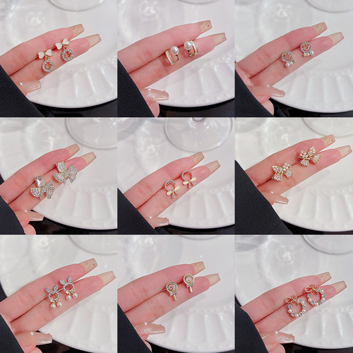 S925 silver needle trend versatile small pearl earrings women's fashion flower earrings high-end temperament earrings wholesale