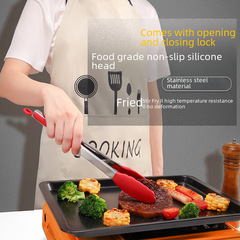 廚房工具 硅膠食物夾不鏽鋼夾子烤肉夾子燒烤夾廚房煎牛排食品夾