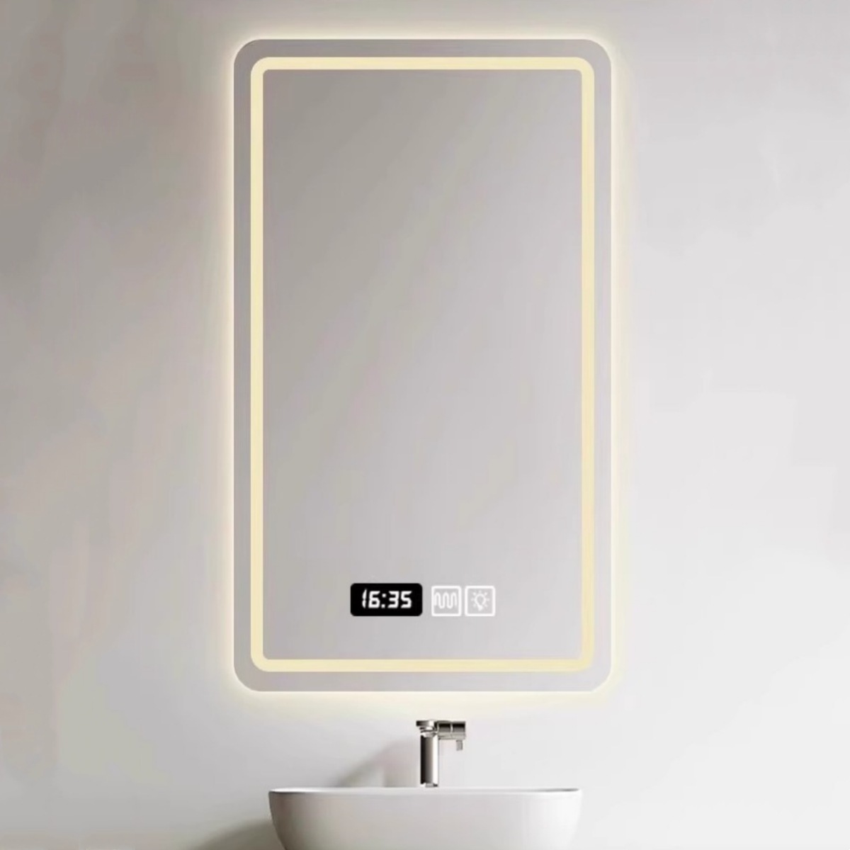 Espejo inteligente de alta definición espejo de baño pantalla táctil LED anti-nebble espejo de baño con lámpara espejo de maquillaje cuadrado colgante vertical
