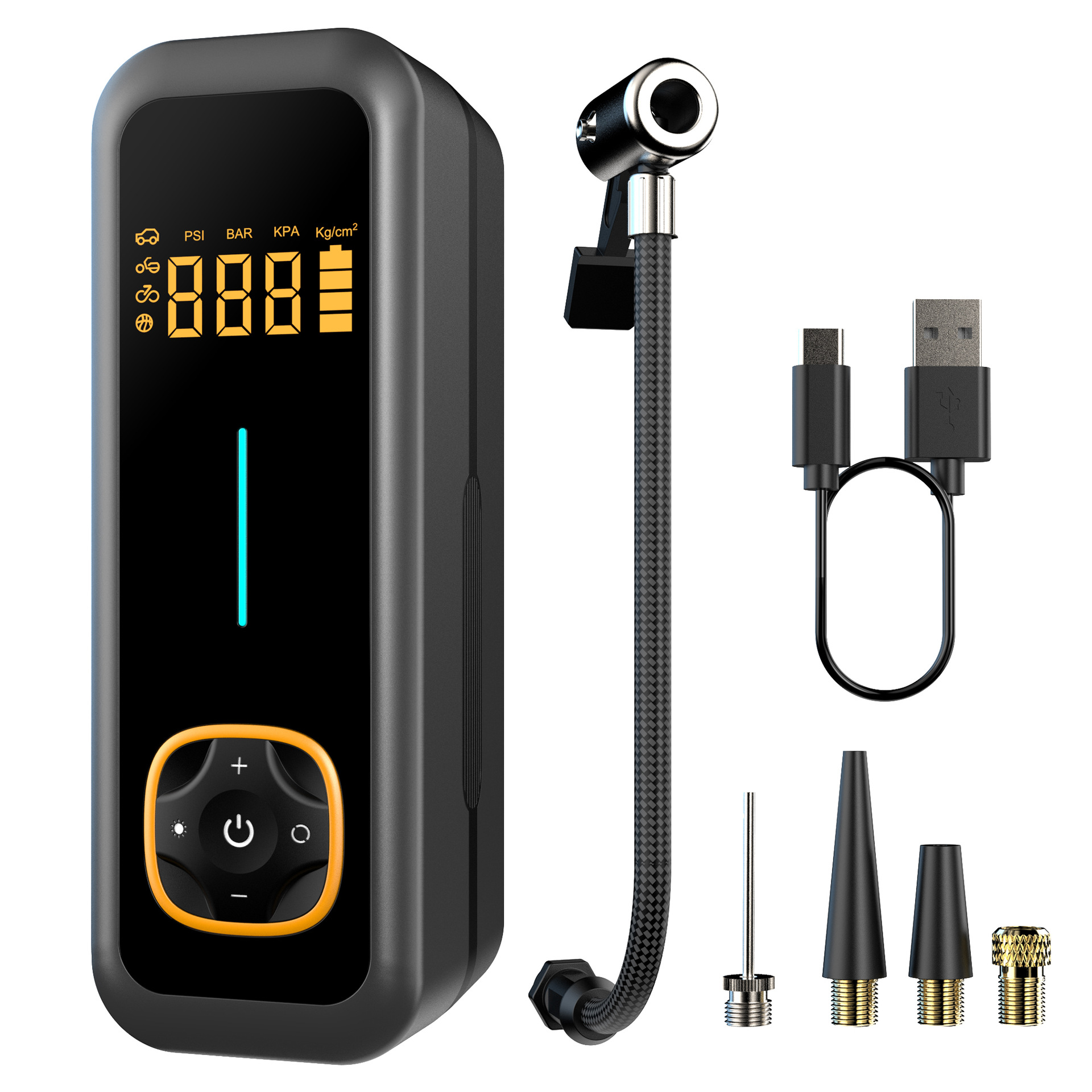 Bomba de aire portátil para coche con pantalla digital inteligente, adecuada para bicicletas y vehículos eléctricos, exclusivamente para uso transfronterizo, 12V.