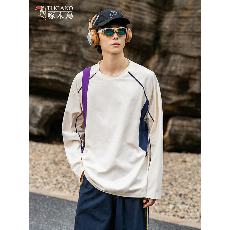 Woodpecker 2025 New Autum Outdoor Quick-Drying Long-Sleeved T-Shirt Breathable Simple Couple Round Neck Bottoming Shirt Light and Thin