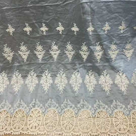 天丝打孔剪网绣花面料白色蕾丝水溶双边波浪童装裙摆服装布料