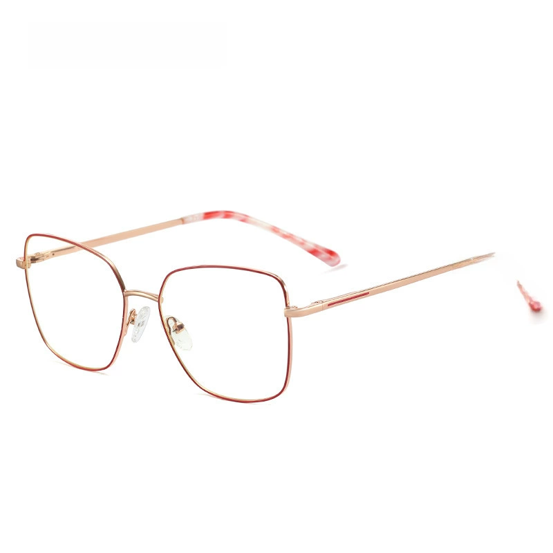 91210 new anti -blue light glasses metallic plain large frame flat light mirror men's and women's same board leg glasses framework