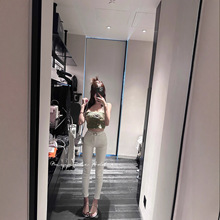 韩版白色一粒扣修身小脚牛仔裤基础款时尚舒适百搭高级感铅笔裤女