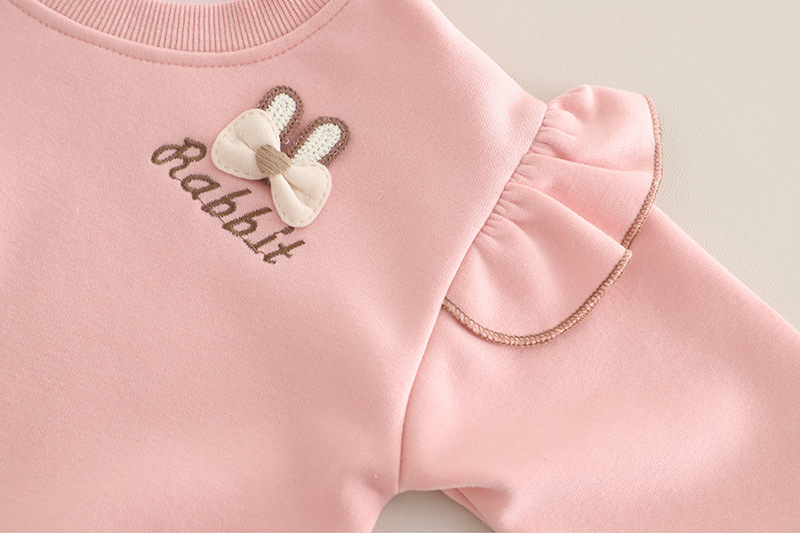 Baby flick set kanin rosett sweatshirt och byxor tvådelat_voghion.com