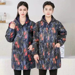 【厂家直销】定制款加绒加厚防水防污防油罩衣工作服厨房工装批发