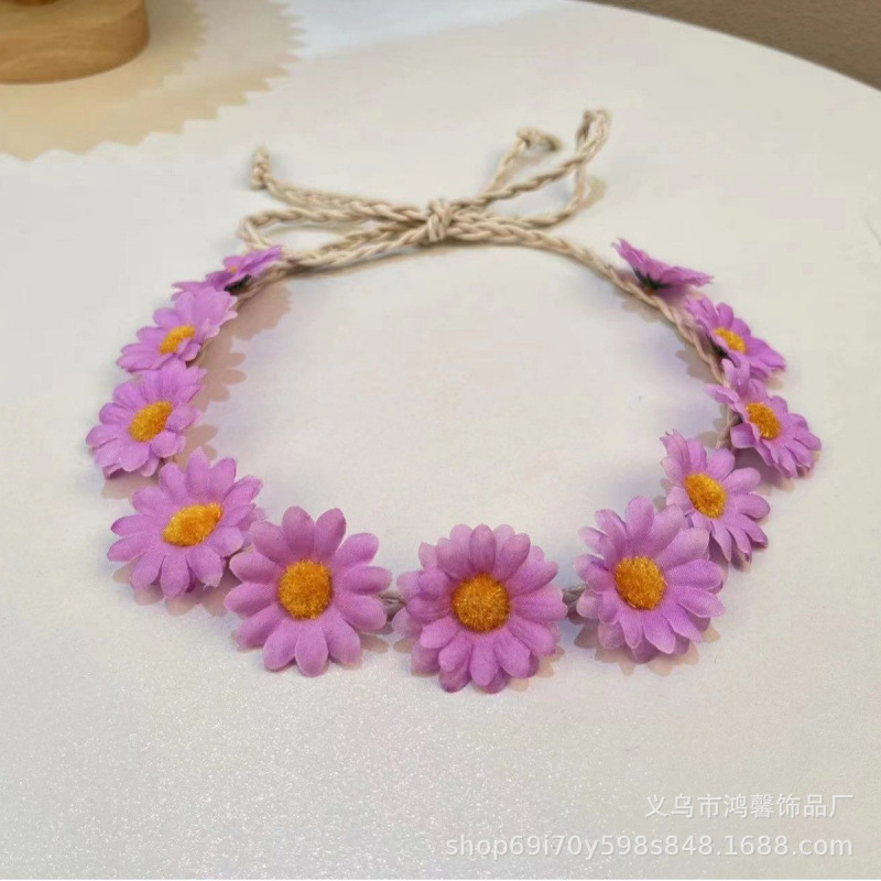 跨境小清新11朵小太阳花头带头饰雏菊波西米亚度假海边辫子发带女|undefined