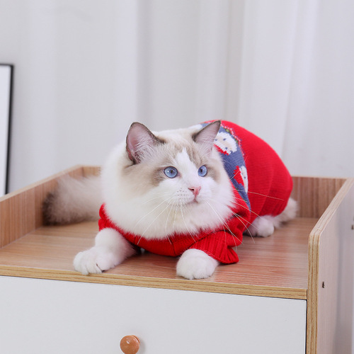 Pet Clothes Cat Christmas Sweater Small Dog Winter Warm Autumn and Winter Pet Clothes  New Style