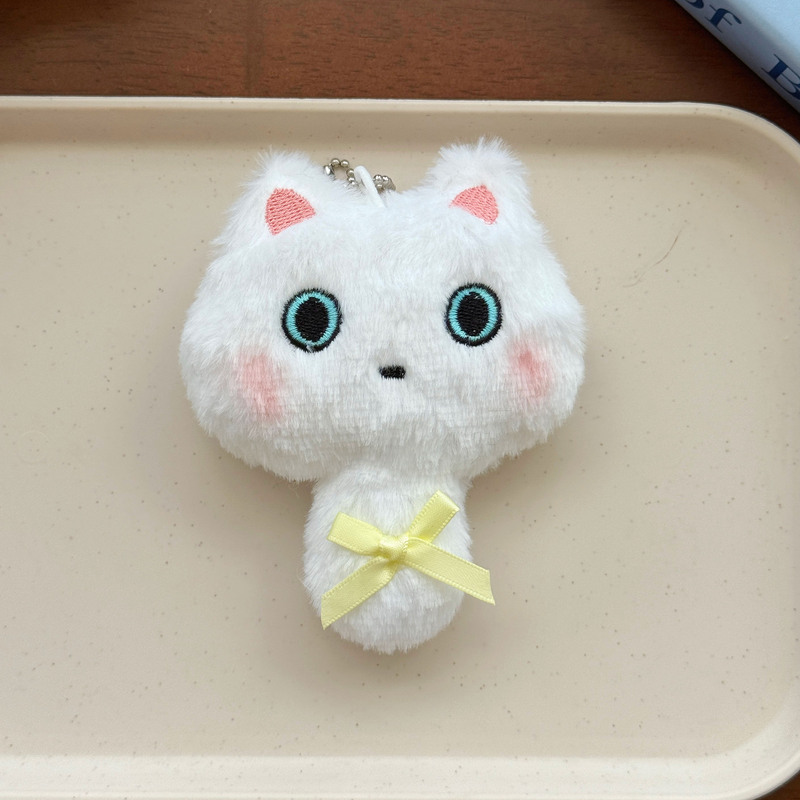 吱吱叫新款大眼睛黑白小猫钥匙扣挂饰毛绒公仔玩偶情侣包包挂件|undefined
