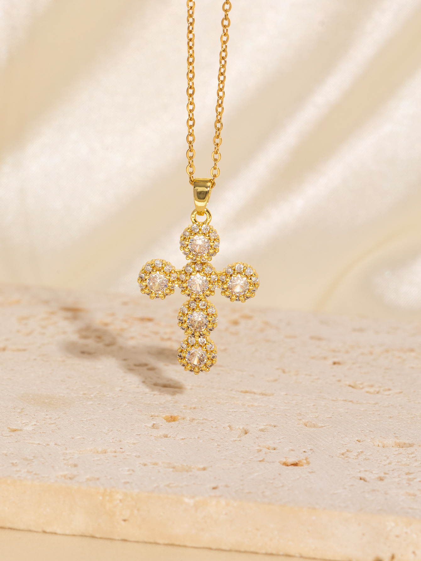 Holiday, Daily Occasion Copper Plating Cross Zircon Pendant Necklace