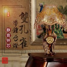 欧式奢华卧室床头灯客厅乡村怀旧民宿书房复古酒店做旧孔雀台灯