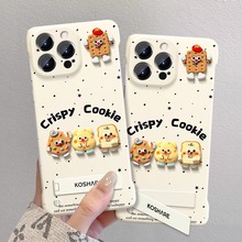 波点饼干公仔支架适用苹果15手机壳14PRO超薄无边框13高级XR创意