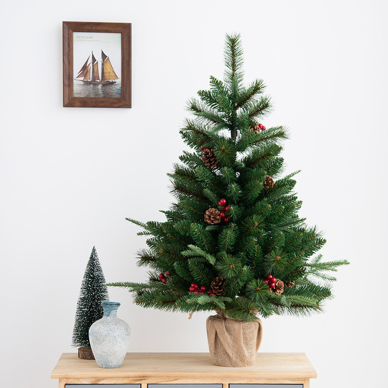 Cross-border 1,5 m decoraciones para árboles de Navidad decoración de vacaciones de lujo PE hoja mixta verde conjunto de árboles de Navidad adornos