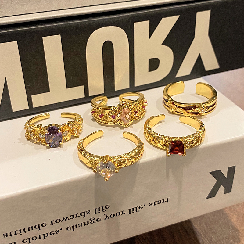 新中式復古麥穗拉絲高級感開口戒指女簡約小眾設計感時尚百搭指環