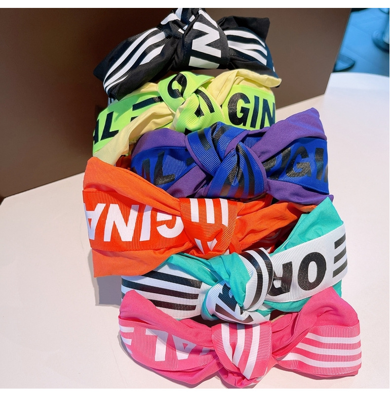 Fashion Wide Big Bow Letter Contrast Color Ribbon Headband Wholesale display picture 16