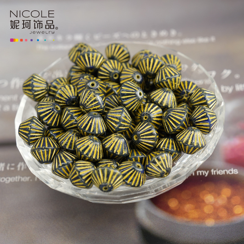 Importado checo Baosha cuentas de linterna de vidrio con cuentas hechas a mano Pulsera de 11mm accesorios de material de bricolaje alrededor de 100 piezas