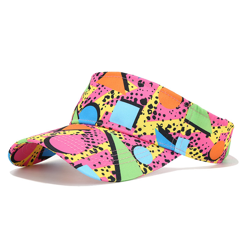Summer Geometric Print Hat Outdoor Sunshade Protection Baseball Style Unisex Sun Visor Cap_voghion.com