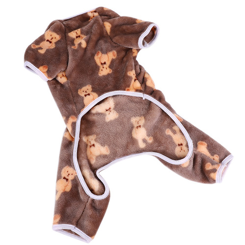 Cute Bear Print Pet Clothes Autumn/Winter Style Four-Legged Clothes Dog Clothing Cat Clothes Flannel Puppy Outfits