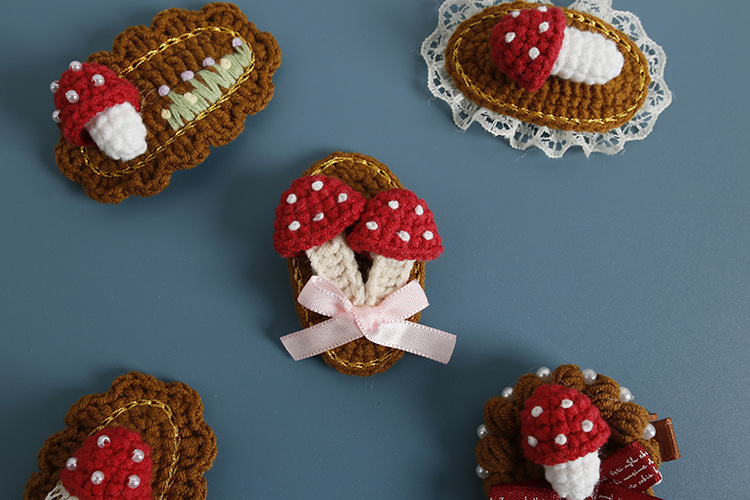 10g Weight Hair Clip Hair Accessories Type 1 Piece Quantity Casual, Daily Occasion yarn Material Mushroom Pattern All Seasons Season Women's Gender Cute, Sweet Style Cute Sweet Women's Mushroom Yarn Hair Clip 7
