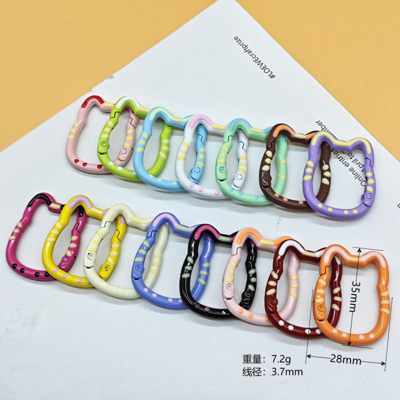 スプリングリングキャンディーカラースプリングバックルアクセサリーカラフルな愛ペイントブックリングカードリングキーホルダーオープン diy ジュエリー|undefined