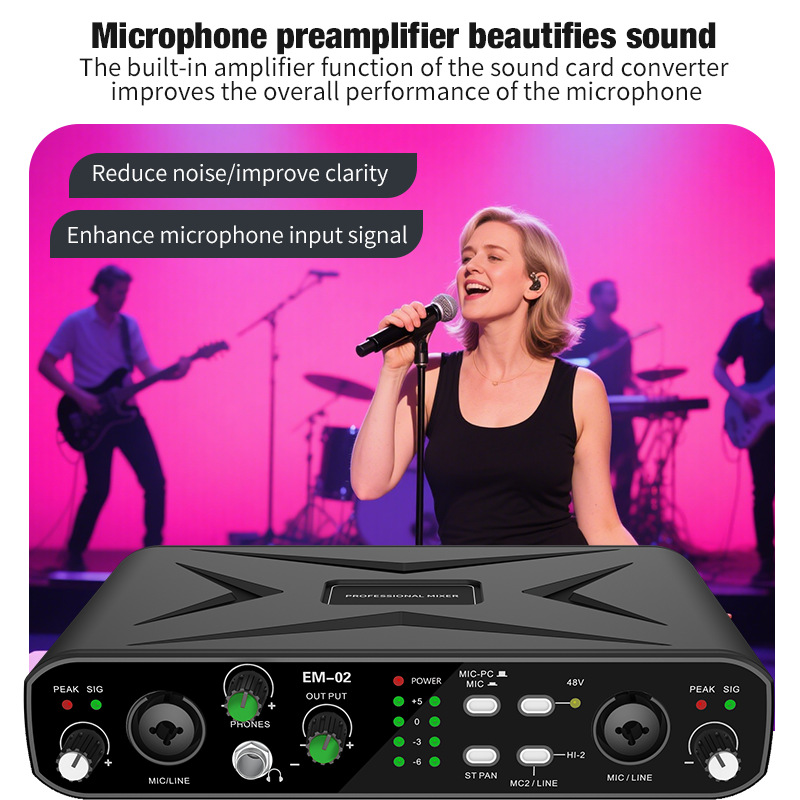Tarjeta de Sonido USB Externa Profesional Sin Controlador para Transmisión en Vivo y Grabación