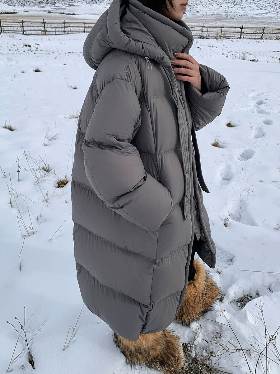 Зимний длинный пуховик, корейский стиль, максимальная длина