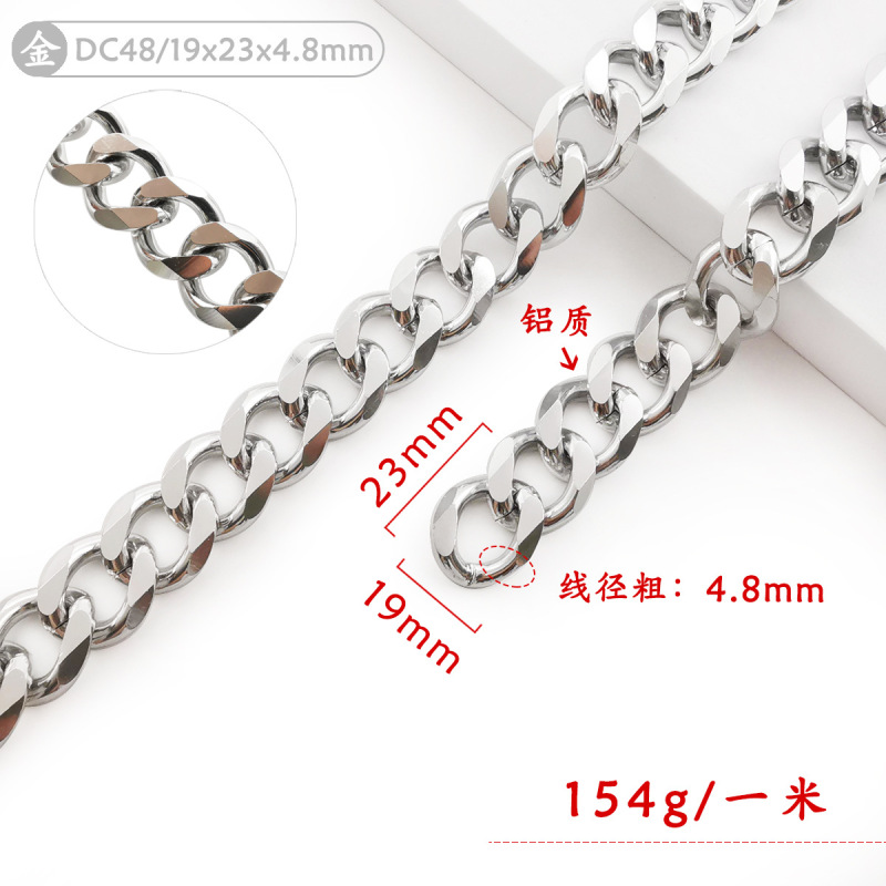 アルミ製の大きな縁取りチェーンの女性バッグは、斜めに肩ベルトにまたがってチェーン部品を交換するdiy装飾アルミチェーンを買う|undefined