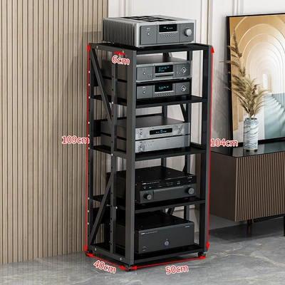 Amplifier Stand, Audio-Visual Equipment: Electric car big tripod - 5-layer-c-style-black-frame-black-walnut-board