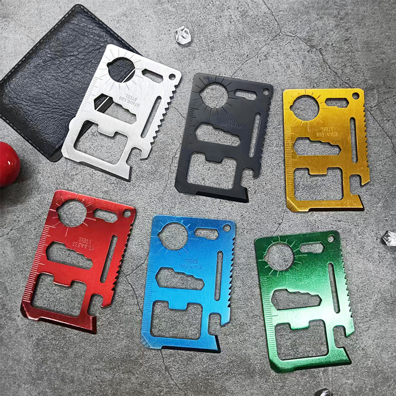 In-Stock Outdoor Camping Tool Card, 11-in-1 Multifunctional Swiss Army Knife Card, Stainless Steel Card Knife, Survival Card Wholesale