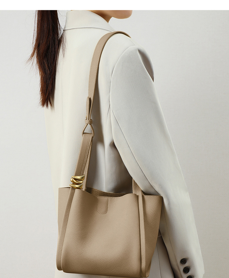 Women’s Bags this year's popular new style versatile bucket bag, niche designer genuine leather hand held vegetable basket_voghion.com