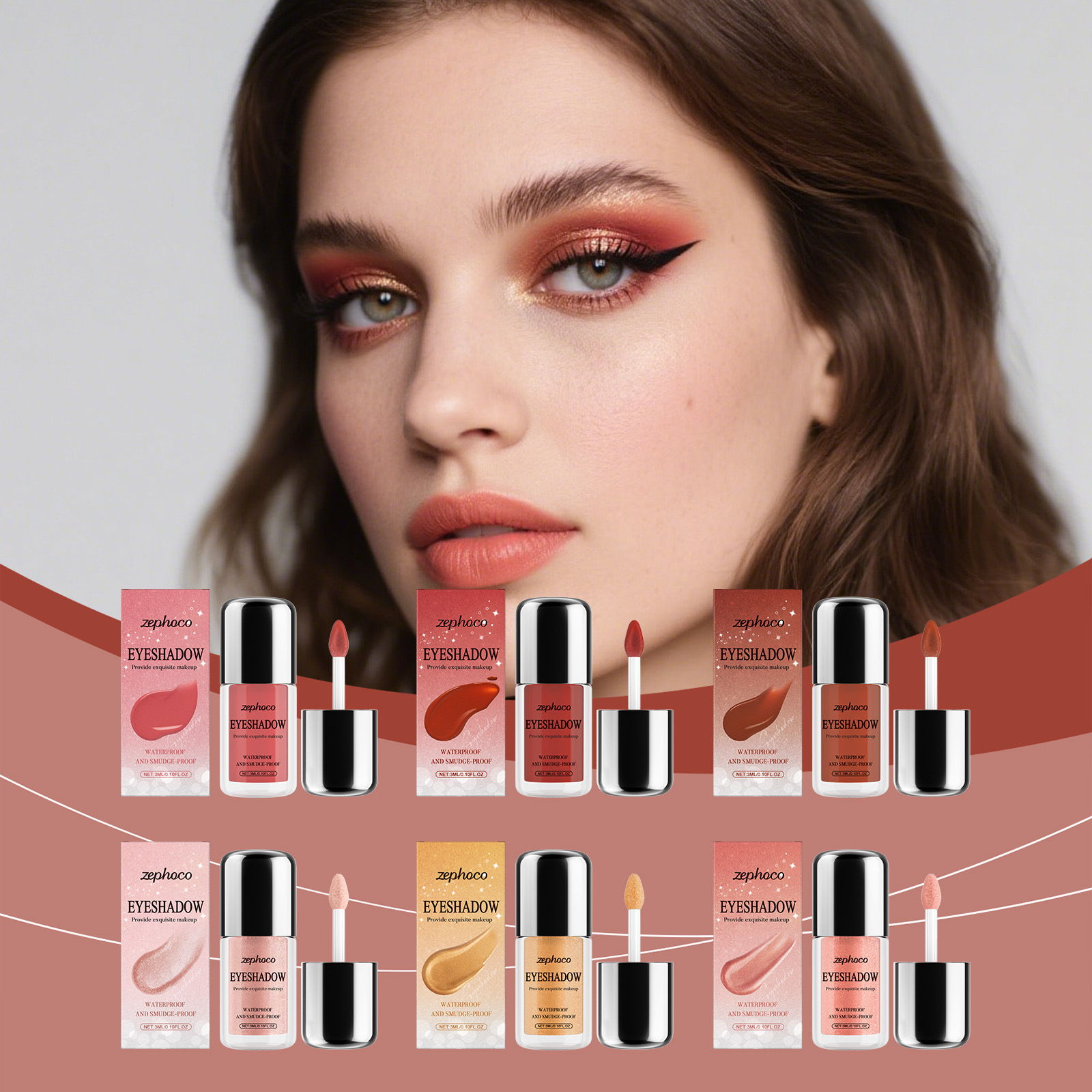 zephoco Liquid Series Multi-color Eyeshadow Delicate Glitter Moisturizing Daily Eye Makeup_voghion.com