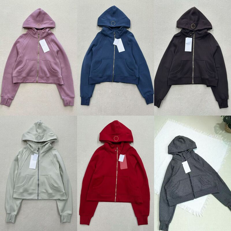 Lulu Same Style Scuba Loose Full-Zip Fleece Sweatshirt Jacket Pocket Label/Mesh Pocket High Version Yoga Hoodie Lulu Same Style Scuba Loose Full-Zip Fleece Sweatshirt Jacket Pocket Label/Mesh Pocket High Version Yoga Hoodie
