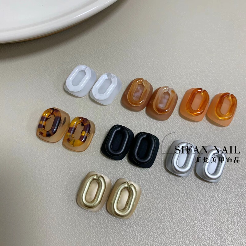 Autumn and Winter manicure acrylic astringent plastic style Internet celebrity open ring amber caramel leopard print nail jewelry