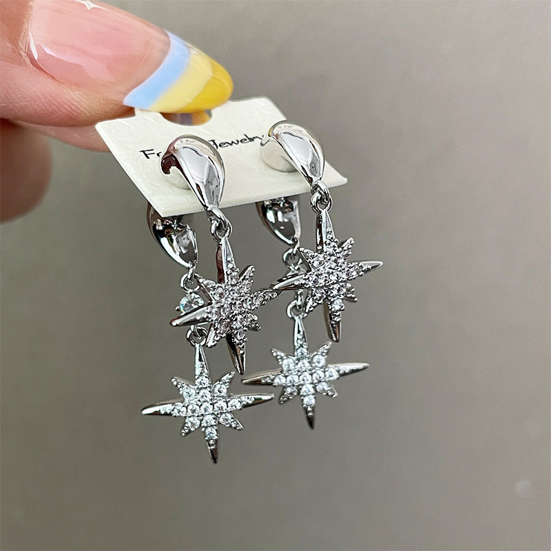 八芒星耳钉女高级感小众轻奢流苏耳环百搭时尚气质耳饰精致潮饰品|undefined
